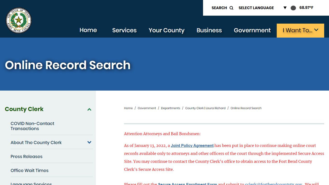 Online Record Search | Fort Bend County